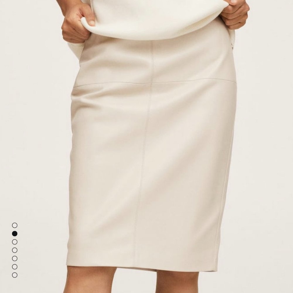 Mango Faux Leather Beige/Grey Skirt